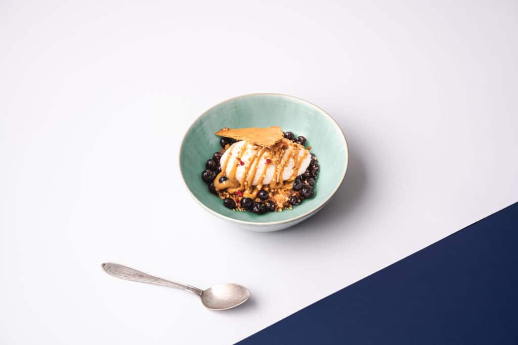 Dessert med frugt fra A Hereford Beefstouw